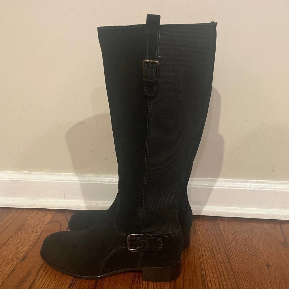 La Canadienne Samia Waterproof Knee High Boot Black Suede View 2